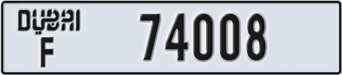dubai License Plate Number 74008 Code F