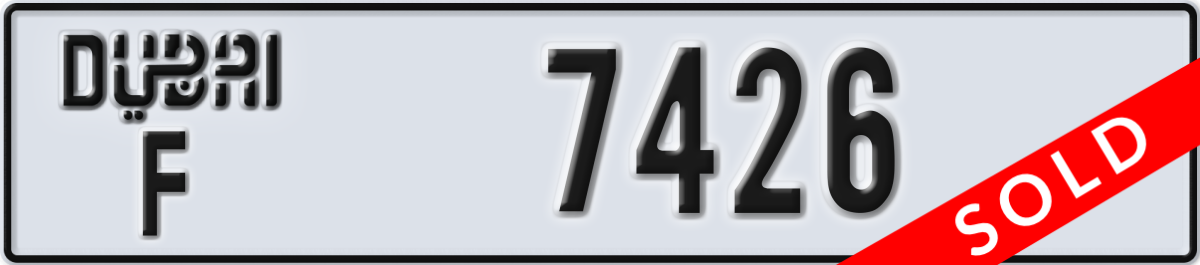 dubai License Plate Number 7426 Code F