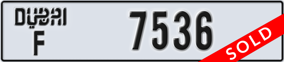 dubai License Plate Number 7536 Code F