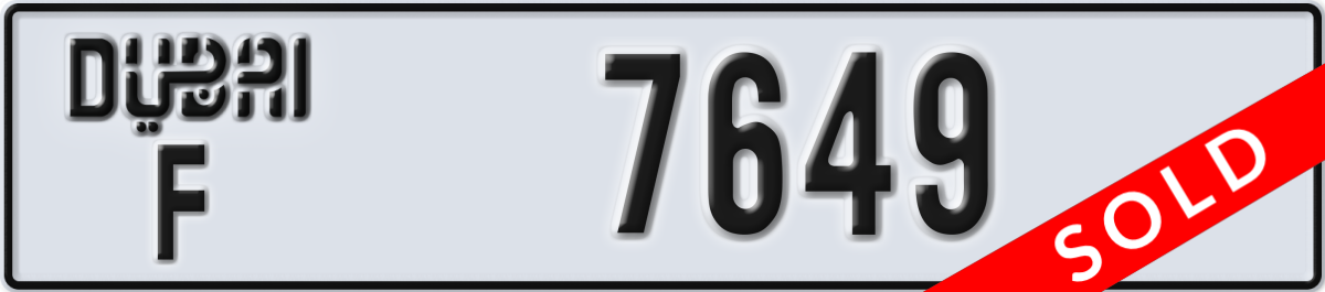 dubai License Plate Number 7649 Code F