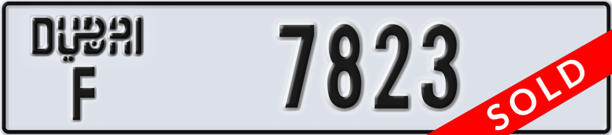 dubai License Plate Number 7823 Code F