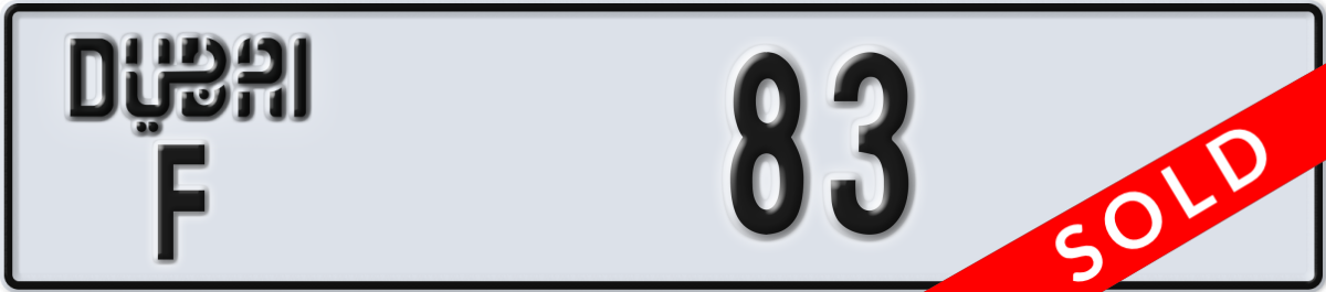 dubai License Plate Number 83 Code F