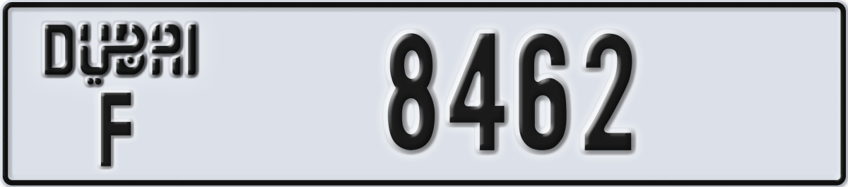 dubai License Plate Number 8462 Code F