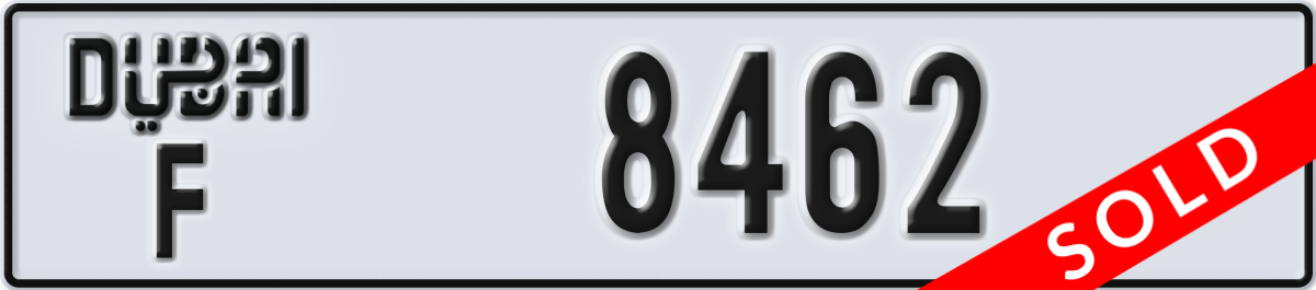 dubai License Plate Number 8462 Code F