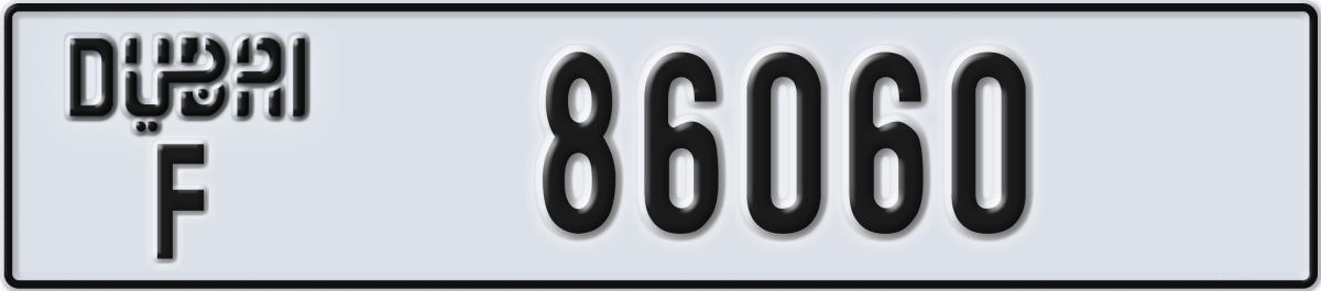 dubai License Plate Number 86060 Code F