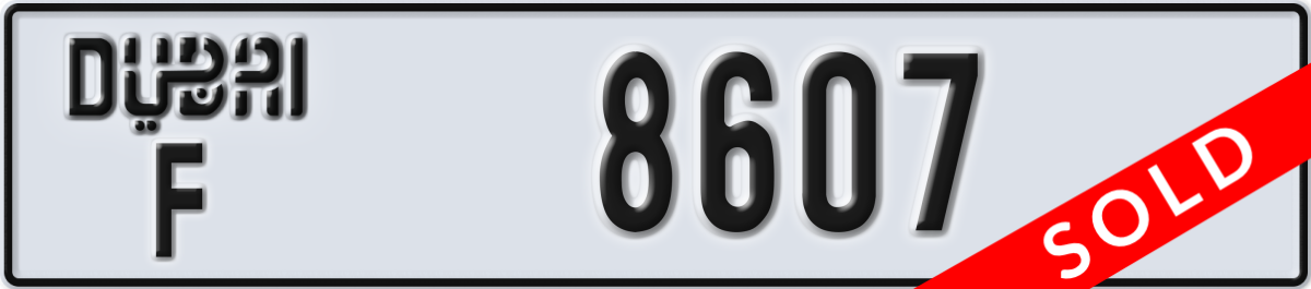 dubai License Plate Number 8607 Code F