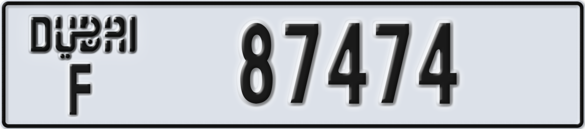 dubai License Plate Number 87474 Code F