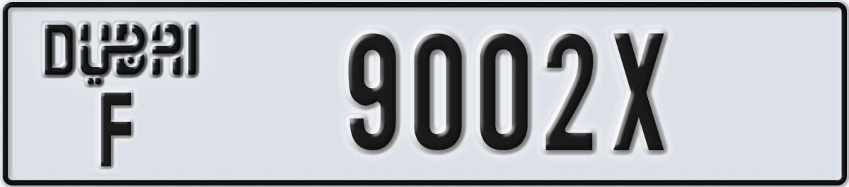 dubai License Plate Number 9002X Code F