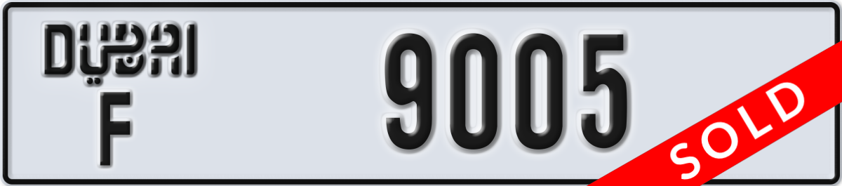 dubai License Plate Number 9005 Code F