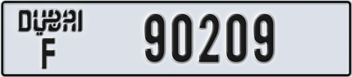 dubai License Plate Number 90209 Code F