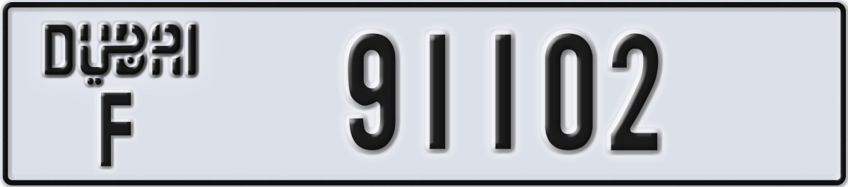 dubai License Plate Number 91102 Code F