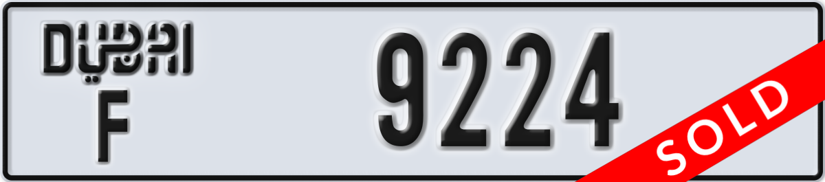 dubai License Plate Number 9224 Code F