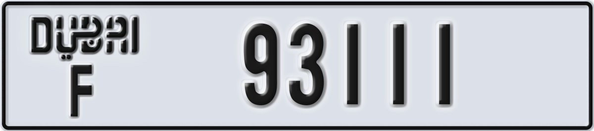 dubai License Plate Number 93111 Code F