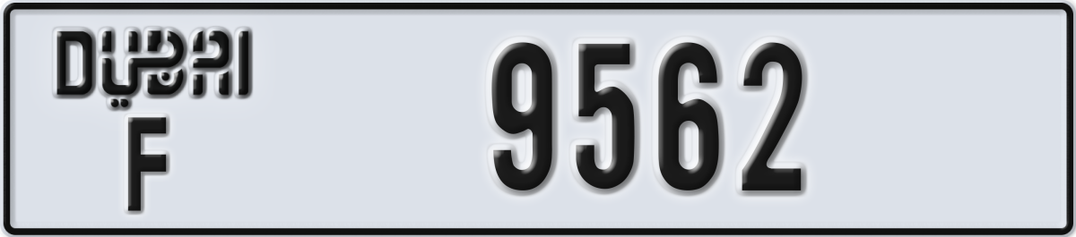 dubai License Plate Number 9562 Code F