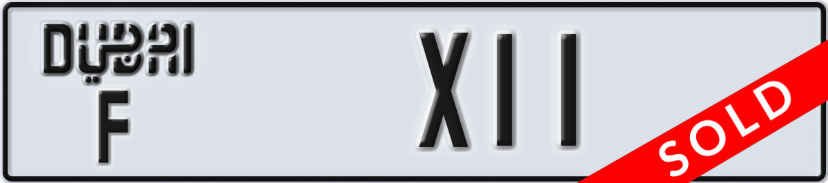 dubai License Plate Number X11 Code F