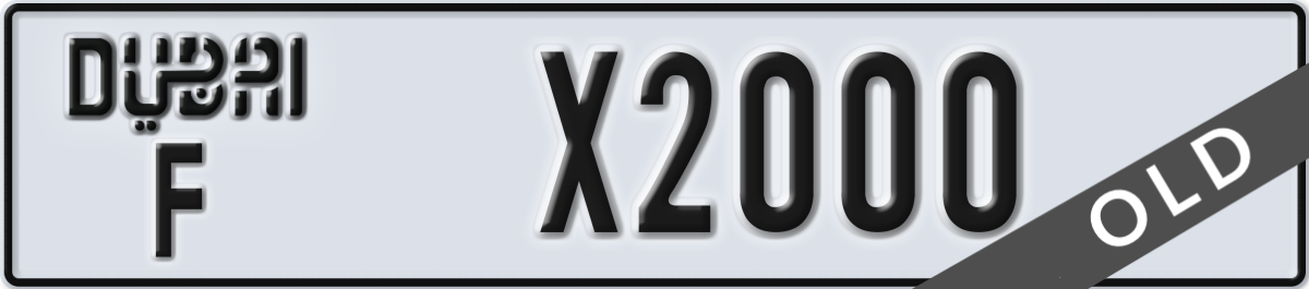 dubai License Plate Number X2000 Code F