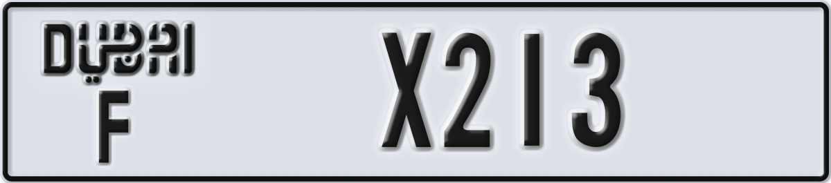dubai License Plate Number X213 Code F