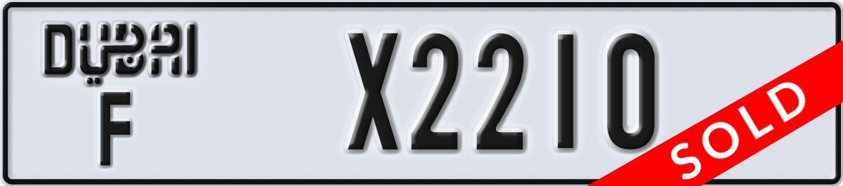 dubai License Plate Number X2210 Code F