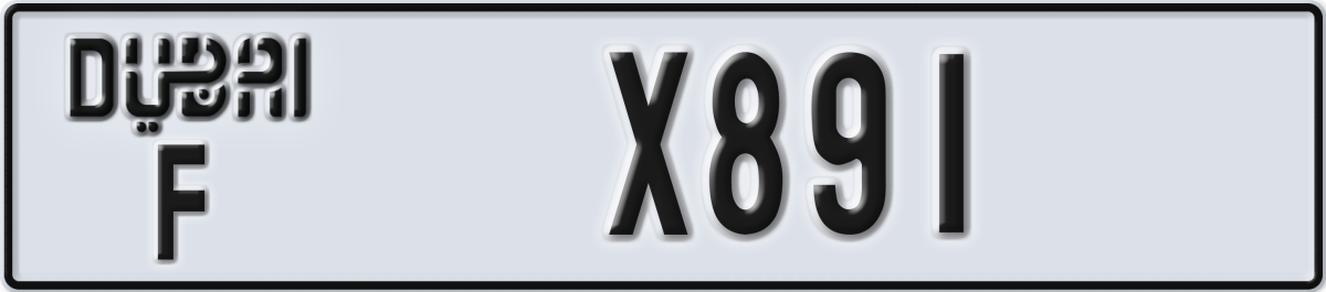 dubai License Plate Number X891 Code F