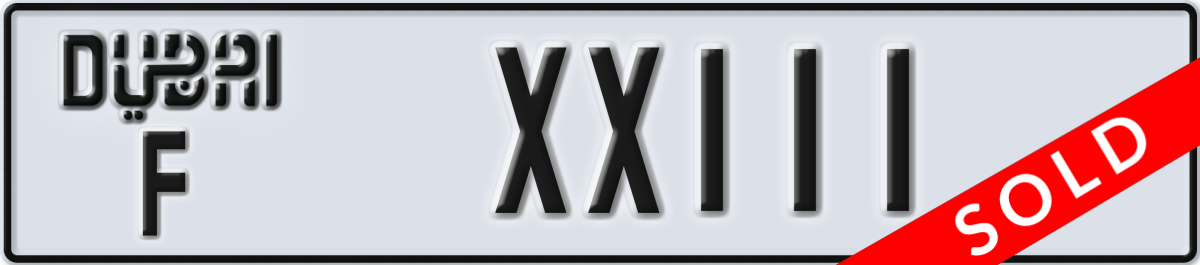 dubai License Plate Number XX111 Code F