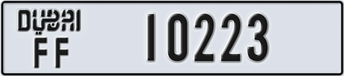 dubai License Plate Number 10223 Code FF