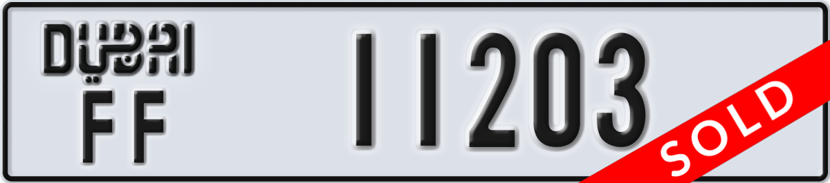dubai License Plate Number 11203 Code FF