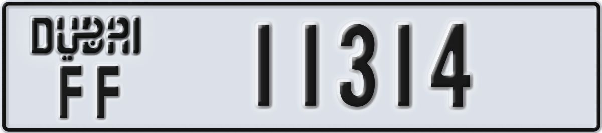 dubai License Plate Number 11314 Code FF