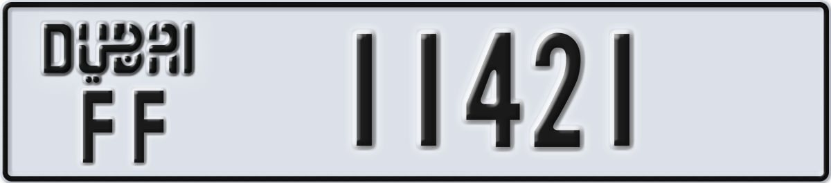 dubai License Plate Number 11421 Code FF
