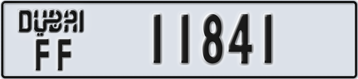 dubai License Plate Number 11841 Code FF