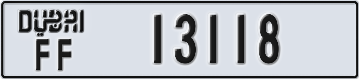 dubai License Plate Number 13118 Code FF