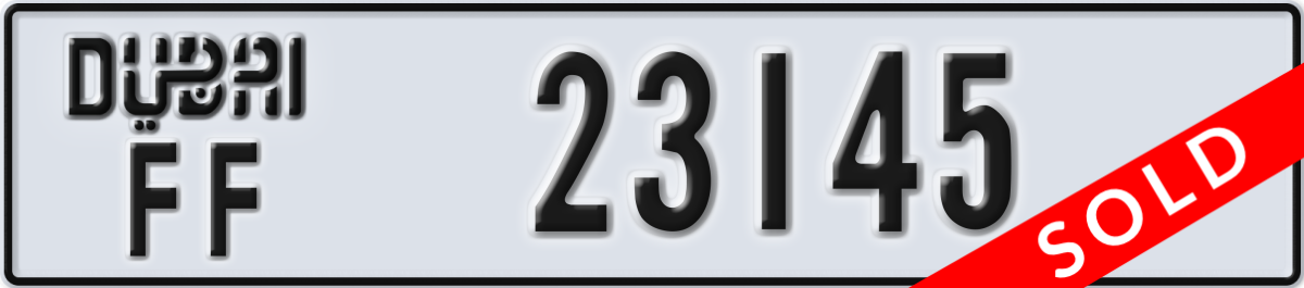 dubai License Plate Number 23145 Code FF