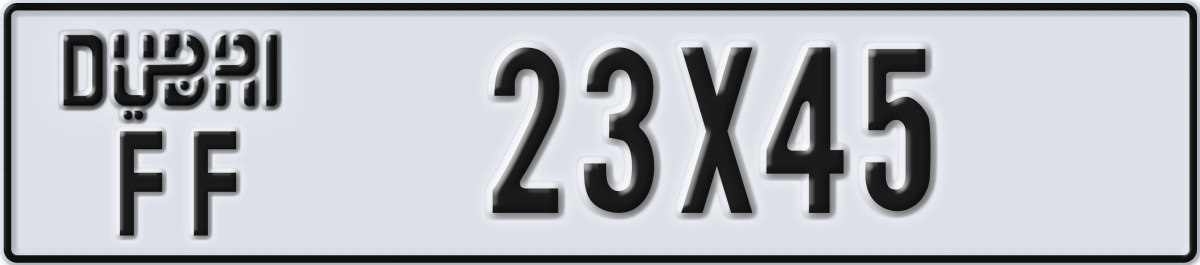 dubai License Plate Number 23X45 Code FF