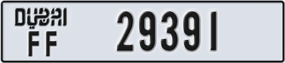 dubai License Plate Number 29391 Code FF