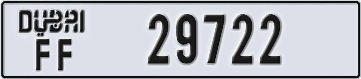 dubai License Plate Number 29722 Code FF