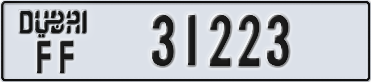 dubai License Plate Number 31223 Code FF