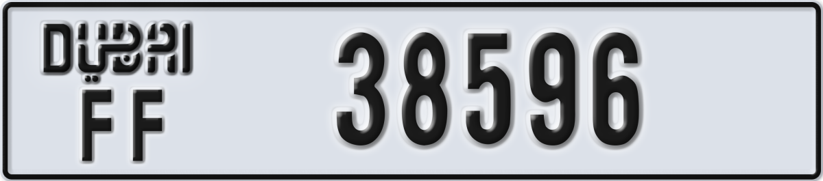 dubai License Plate Number 38596 Code FF