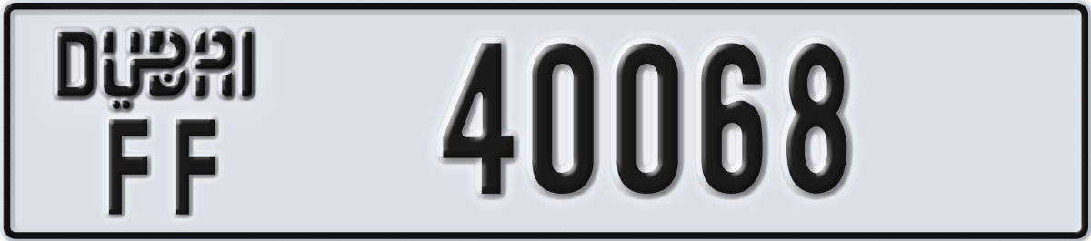 dubai License Plate Number 40068 Code FF