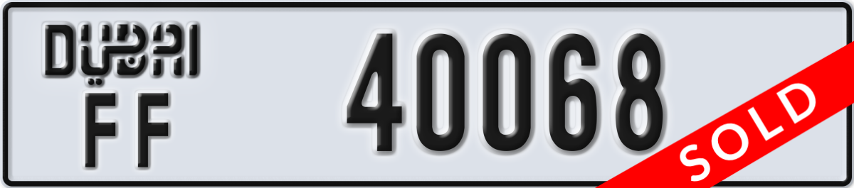 dubai License Plate Number 40068 Code FF