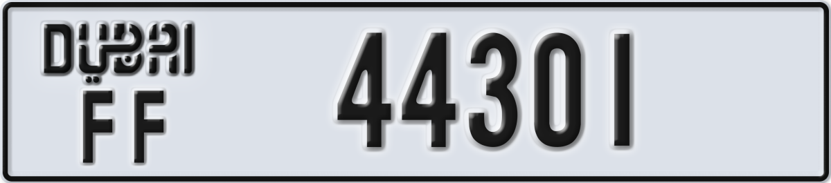dubai License Plate Number 44301 Code FF