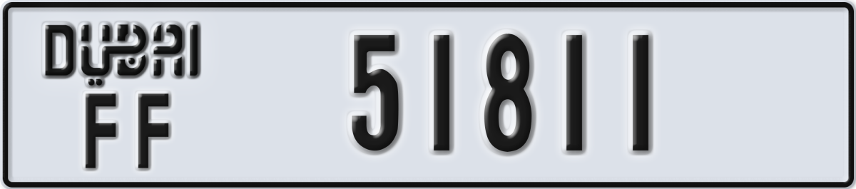 dubai License Plate Number 51811 Code FF