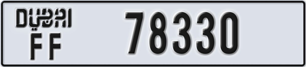 dubai License Plate Number 78330 Code FF