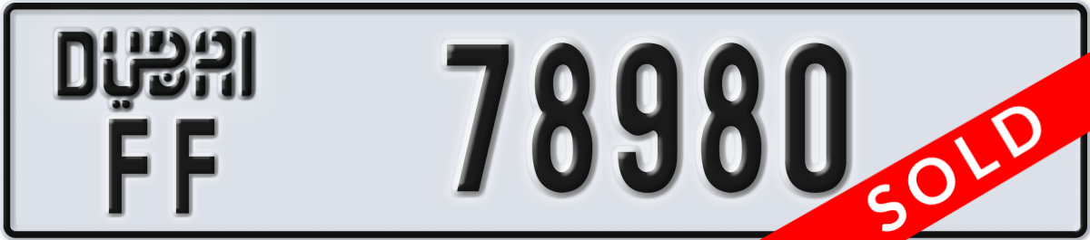 dubai License Plate Number 78980 Code FF