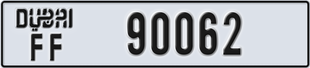 dubai License Plate Number 90062 Code FF