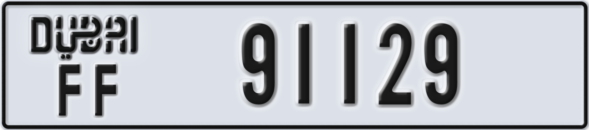 dubai License Plate Number 91129 Code FF
