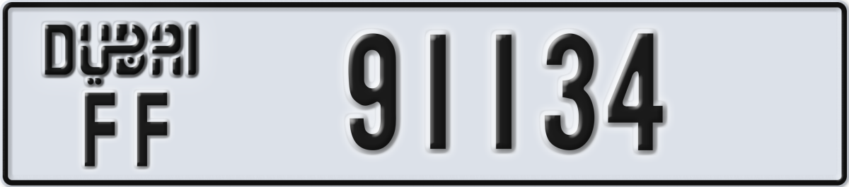 dubai License Plate Number 91134 Code FF