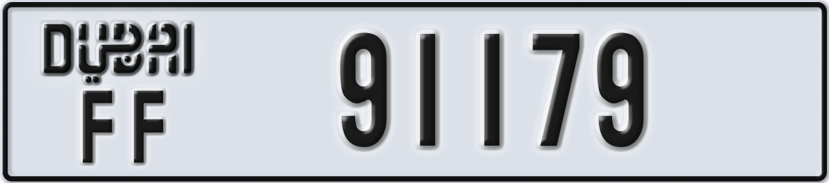 dubai License Plate Number 91179 Code FF