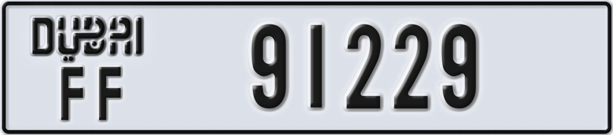 dubai License Plate Number 91229 Code FF