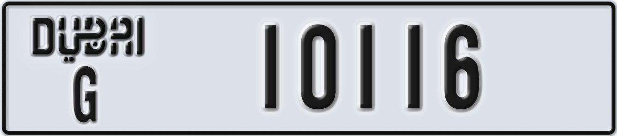 dubai License Plate Number 10116 Code G