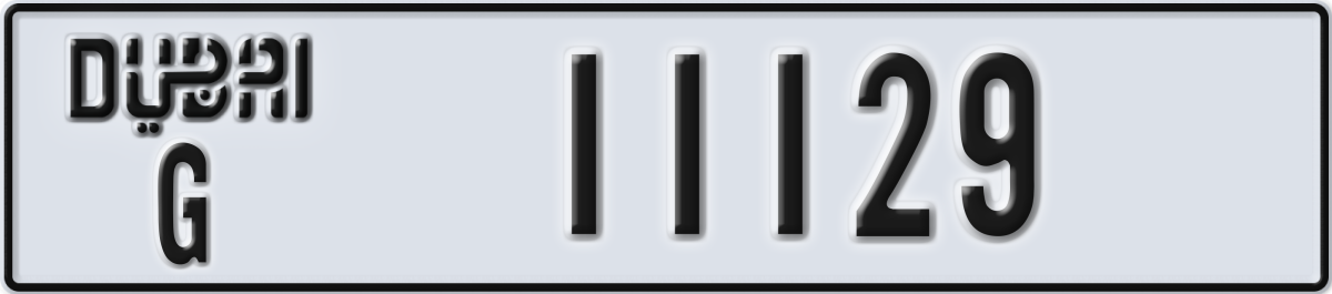 dubai License Plate Number 11129 Code G