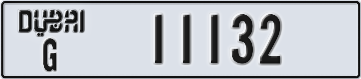 dubai License Plate Number 11132 Code G